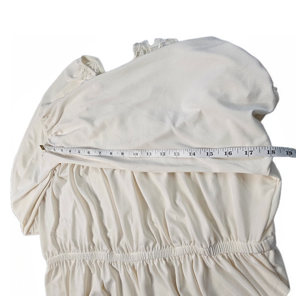 Torrid Studio Crepe Crew Neck Lace Yoke Babydoll Top Blouse - Picture 10 of 11